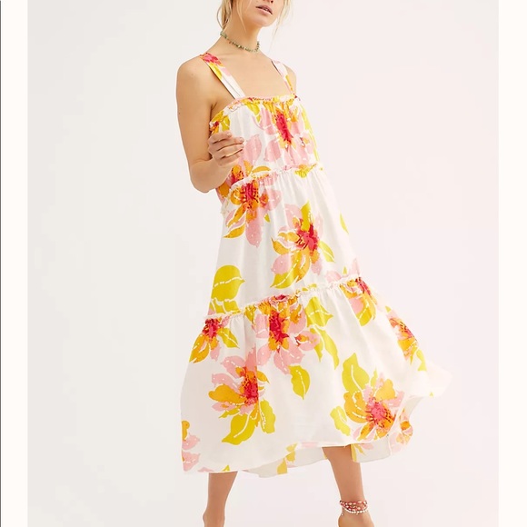 Free People Dresses & Skirts - FREE PEOPLE Moonshine Midi Dress in “Neutral”